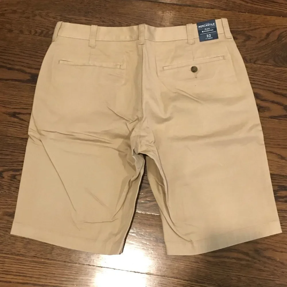 J. CREW Mercantile Flex Flat Front Khaki Shorts 32 - Picture 2 of 13